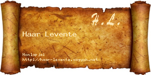 Haar Levente névjegykártya